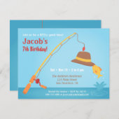 お洒落魚釣りバースデーパーティ招待状 招待状 (正面/裏面)