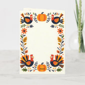 お洒落鮮やかフォークアート秋の感謝祭 カード (裏面)