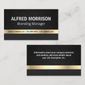 お洒落黒テクスチャ |金属金ゴールド 名刺 (正面/裏面)