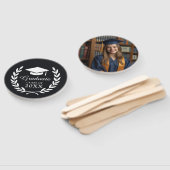 お洒落黒パーソナライズされた卒業写真エンブレム ハンドファン (組立なし)