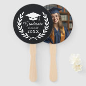 お洒落黒パーソナライズされた卒業写真エンブレム ハンドファン (正面&裏面)