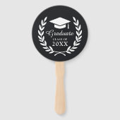 お洒落黒パーソナライズされた卒業写真エンブレム ハンドファン (正面)