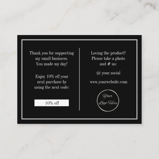 お洒落黒ロモダンゴ企業のロありがとう 名刺 (裏面)