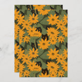 お洒落黒猫ひまわり 招待状 (正面/裏面)