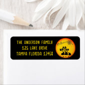 お洒落黒猫・月・クモの巣 ラベル (インサイチュ)