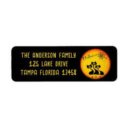 お洒落黒猫・月・クモの巣 ラベル