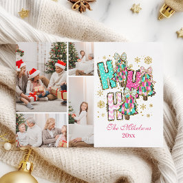 お洒落4フォトホホホホーChristmas family シーズンカード