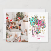 お洒落4フォトホホホホーChristmas family シーズンカード (正面)