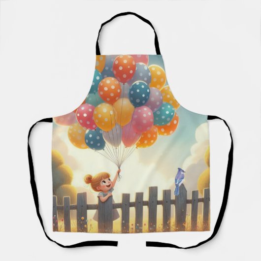 お洒落/かわいいバルーンガールアート エプロン (正面)