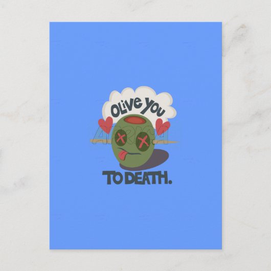 お洒落「オリーブマイハート」おもしろい顔デザイン ポストカード (正面)