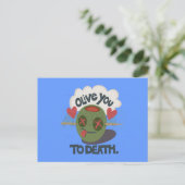 お洒落「オリーブマイハート」おもしろい顔デザイン ポストカード (スタンド正面)