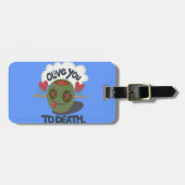 お洒落「オリーブマイハート」おもしろい顔デザイン ラゲッジタグ (正面横)