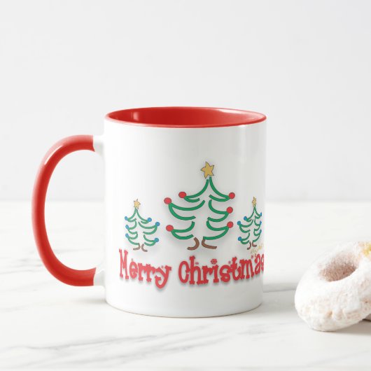 「お洒落」クリスマスの木 マグカップ (ドーナツ)