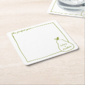 お洒落&シパーソナライズされたッおもしろいクな梨結婚の スクエアペーパーコースター (アングル)