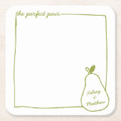 お洒落&シパーソナライズされたッおもしろいクな梨結婚の スクエアペーパーコースター (正面)