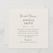 お洒落&シンプルクリームブライダルシャワースクエア 招待状 (正面/裏面)