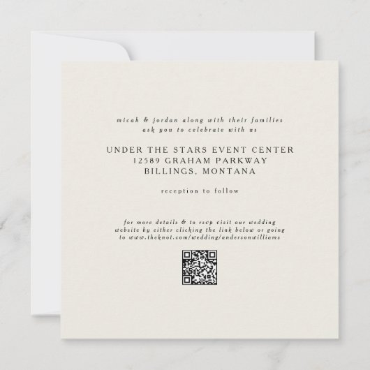 お洒落&シンプルモダンベージュ結婚スクエアII 招待状 (裏面)