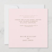 お洒落&シンプルモダン赤面スクエア婚約 招待状 (裏面)