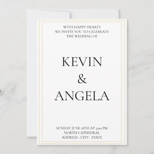 お洒落&シンプルモダン:ミニマ結婚リスト 招待状 (正面)