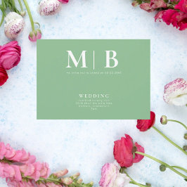 お洒落&シンプルモノグラムグリーンNo親 招待状