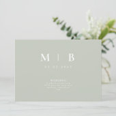 お洒落&シンプルモノグラムセージ結婚式招待状 招待状 (スタンド正面)
