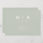 お洒落&シンプルモノグラムセージ結婚式招待状 招待状 (正面/裏面)