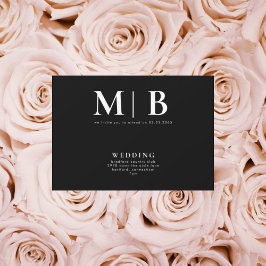 お洒落&シンプルモノグラムB/W親なし招待状 招待状