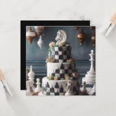 お洒落&チェスエレガントをテーマにしたお誕生日ケーキ カード (正面/裏面インサイチュ)