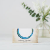 お洒落、トレンディーブルーティール(緑がかった色)サークルの名刺 名刺 (スタンド正面)