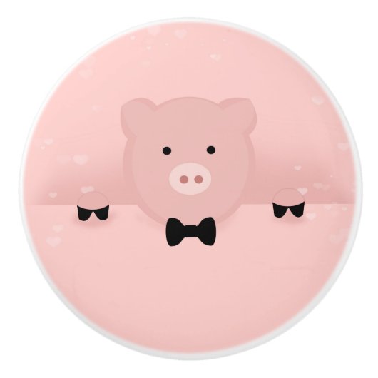 お洒落&ピファンシーックピッグかわいい農場動物 セラミックノブ (正面)