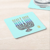 お洒落（ユダヤ教）メノラー スクエアペーパーコースター (アングル)