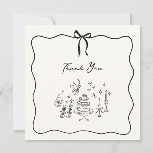 お洒落、手引き結婚サンキューカード サンキューカード (正面)