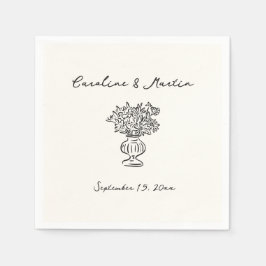 お洒落、手描き結婚の スタンダードカクテルナプキン