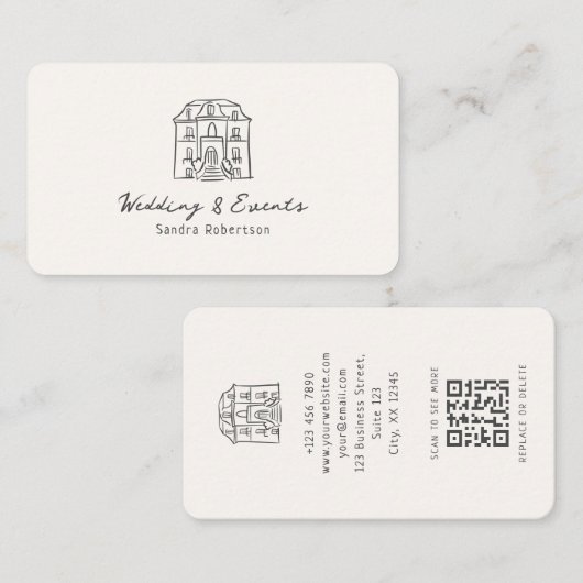 お洒落、手書き、説明 名刺 (正面/裏面)