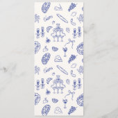 お洒落、青い手書き結婚のフラットメニュー メニュー (裏面)