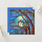 お洒落(鳥)ショウジョウコウカンチョウアート誕生日 カード (正面/裏面インサイチュ)