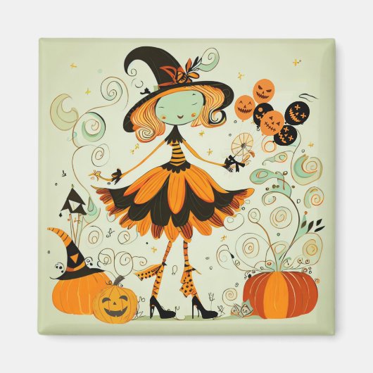 お洒落/witch/pumpkin/秋 マグネット (正面)