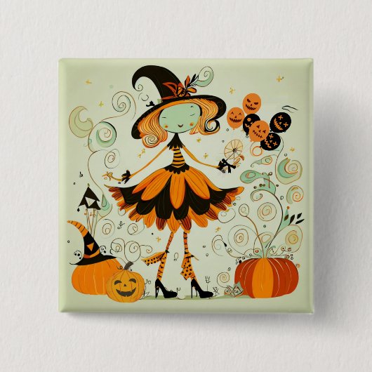 お洒落/witch/pumpkin/秋 缶バッジ (正面)