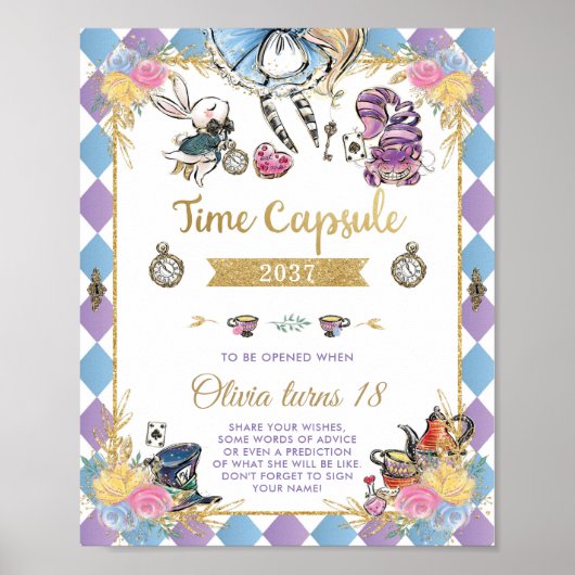 お洒落Alice in Wonderland Time Capsule Sign ポスター (正面)