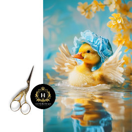 お洒落Blue Bonnet Decompageでアヒル 薄葉紙