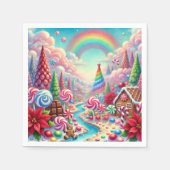 お洒落Candy Dreamscape & Poinsettia Decopage スタンダードカクテルナプキン (正面)