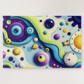 お洒落Cartoon World - カラフル抽象芸術おもしろい ジグソーパズル (横)