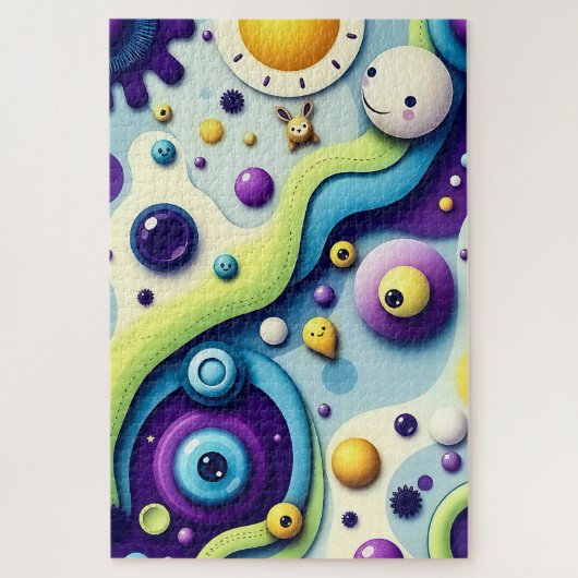 お洒落Cartoon World - カラフル抽象芸術おもしろい ジグソーパズル (縦)