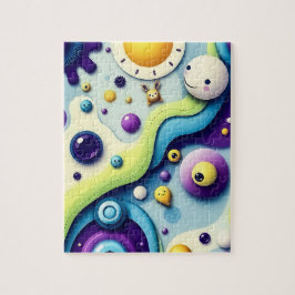 お洒落Cartoon World - カラフル抽象芸術おもしろい ジグソーパズル