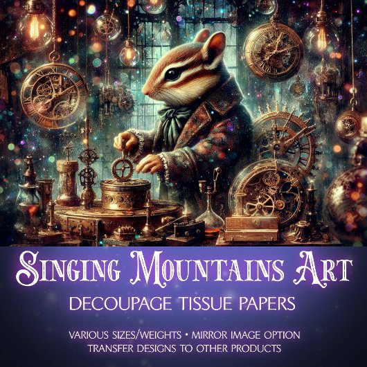 お洒落Chipmunk Clockwork Steampunk Decopage 薄葉紙