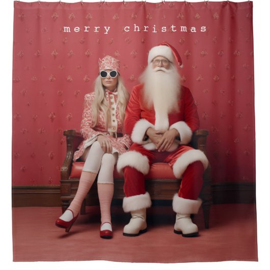 お洒落Christmas Duo:クロース夫妻 シャワーカーテン (正面)