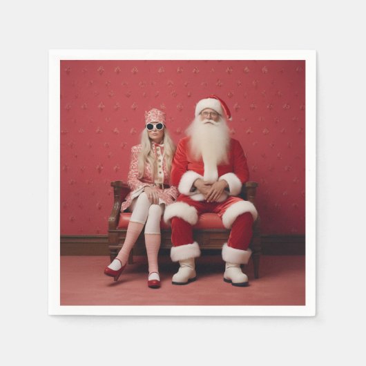 お洒落Christmas Duo:クロース夫妻 スタンダードカクテルナプキン (正面)