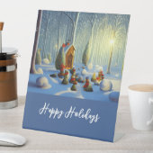 お洒落Christmas Forest Scene Customizable 台座サイン (インサイチュ)