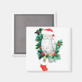 お洒落Christmas Owlとストッキング マグネット (正面/裏面)