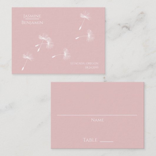 お洒落Dandelion結婚の場所/エスコートカード プレイスカード (正面/裏面)